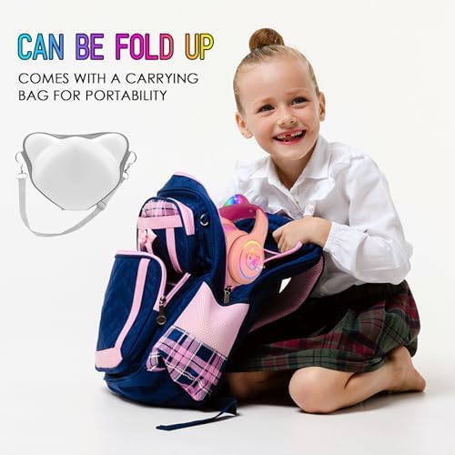 IFECCO Wireless Kids Bluetooth Cat Ear Headphones – Fun Light-Up Design with Volume Limiting Feature, Built-in Microphone, and Foldable Portability for Travel and Learning – Ultimate Gift for Young Music Enthusiasts