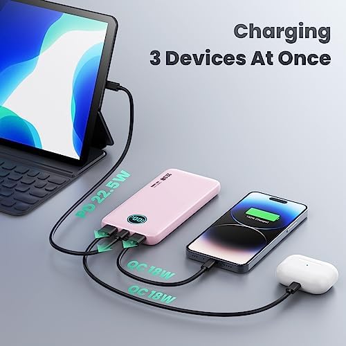Ultra-Slim 10800 m Ah Portable Power Bank with LCD Display – Dual QC 4.0 & PD Fast Charging for i Phone 15, Android & Samsung Galaxy – Lightweight Travel Companion for Continuous Device Power