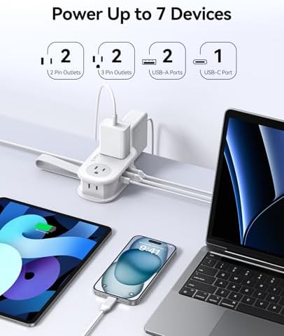 ORICO PD20 W Travel Power Strip – Ultra-Compact Power Hub with 4 AC Outlets & 3 Fast-Charging USB Ports (1 USB-C) – 4 FT Flat Plug for Seamless Business Travel & Cruise Essentials – Ultimate Device Compatibility & Portability in Sleek Black Design