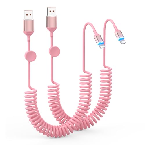 Premium 3 FT Retractable i Phone Charger Cable – 2 Pack MFi Certified Lightning Cord for Apple Car Play, Fast Charging & Connectivity for i Phone 14/13/12/11, i Pad, Air Pods – Stylish Purple Design for On-the-Go Convenience and Enhanced Performance