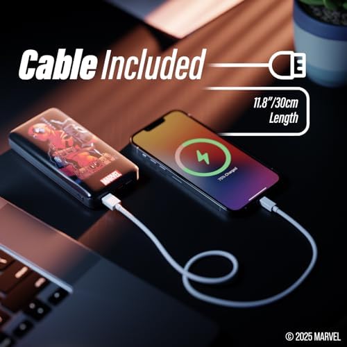 Marvel Deadpool 10,000 m Ah Power Bank – Stylish Portable Charger for All Devices, Quick USB Charging for Marvel Fans – Perfect Gift for Men, Women, and Teens Who Love Deadpool – Ultimate Convenience with Enhanced Compatibility and Speed