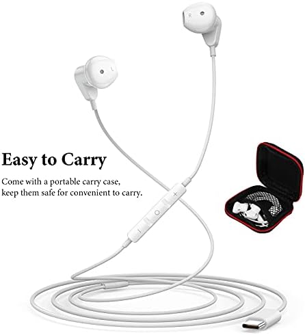 USB C Headphones for i Pad Pro & i Phone 16 – Hi-Fi Stereo Wired Earbuds with Microphone & Volume Control – Ultimate Compatibility for Samsung Galaxy S24, Pixel 9, One Plus 9 – Premium Noise Reduction Technology for Crisp Audio Clarity – Lightweight & Durable Design for Everyday Use