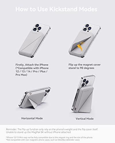 VOLTME Magnetic Power Bank 5,000 m Ah – Foldable Wireless Charger with Kickstand and USB-C Port for i Phone 16/15/14/13/12 Series – Dove Grey, Effortless Alignment for Seamless Charging and Enhanced Portability, Unmatched Battery Performance with American Amprius Technology, Perfect for On-the-Go Use and Reliable Connectivity