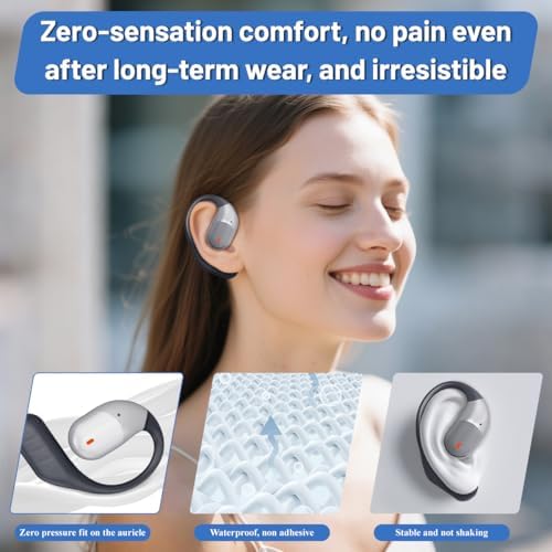 Transform Your Workout with Tsnapoo Wireless Open Ear Sports Earbuds – Cutting-Edge Bluetooth 5.4 for Effortless Connectivity – Premium Hi-Fi Audio for Crystal-Clear Calls – Ergonomic Over-Ear Hooks and Neck Sling for Secure Comfort – Waterproof Design Perfect for Intense Gym Sessions, Running, and Outdoor Activities – Lightweight and Durable for Active Lifestyles – Stay Aware and Engaged with Open-Ear Innovation – Elevate Your Audio Experience and Embrace Every Fitness Challenge!