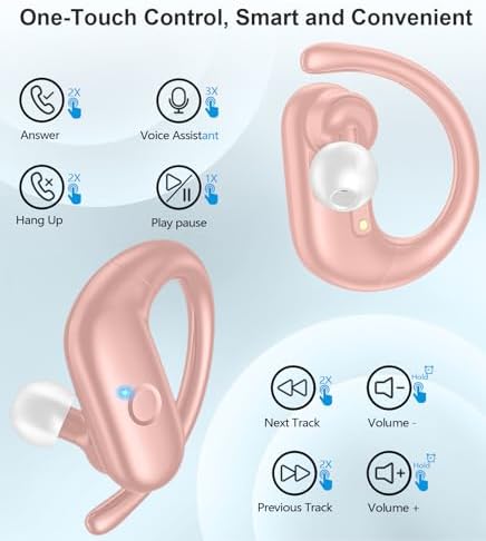 MOZOTER Wireless Sport Earbuds: Stylish Bluetooth Headphones with Enhanced Deep Bass, Secure Earhooks for Active Comfort, and Unmatched 60-Hour Battery Life – Ideal for Fitness, Meetings, and Everyday Use