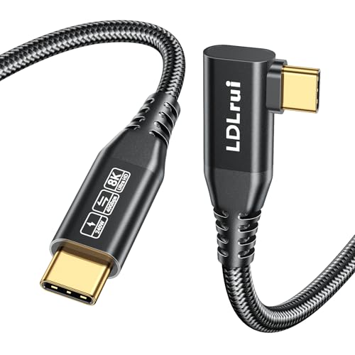 USB C Monitor Cable 8K/4K UHD Display[4FT], 40Gbps USB 4 High Speed Data Transfer Cable, Right Angle USB C for Thunderbolt 4 Cord, 240W Fast Charging for iPhone 16, MacBook Pro, KVM Switch, Samsung – Enhanced Compatibility and Speed