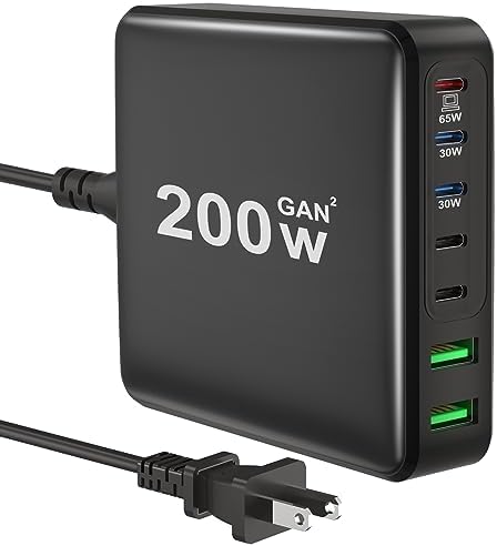 High-Speed 185 W USB C Charging Station with 7 Ports – Versatile Ga N Charger for Mac Book Pro/Air, i Pad, i Phone 14/13/12 Series, and Samsung Galaxy Note – Ultimate Multi-Device Power Hub for Home, Office, and Travel