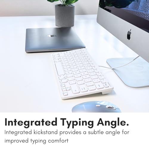 Compact Macally Wired Keyboard for Mac and Windows – Sleek USB Mini Keyboard with 78 Scissor Switch Keys – Effortless Plug and Play Design for Enhanced Typing Speed – Ideal Space-Saving Solution for Modern Workspaces – Durable Aluminum Finish for Long-lasting Performance and Style
