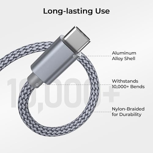 Premium Car Play Charging Cable Set for i Phone 16/15 Pro Max – 3-Pack (3.3 FT, 6.6 FT, 10 FT) USB A to USB C – Fast Data Transfer & Durable Design for i Pad Pro, Air Pods, Galaxy S24/S23/S22 & More – Enhanced Compatibility for Effortless Connectivity and Navigation