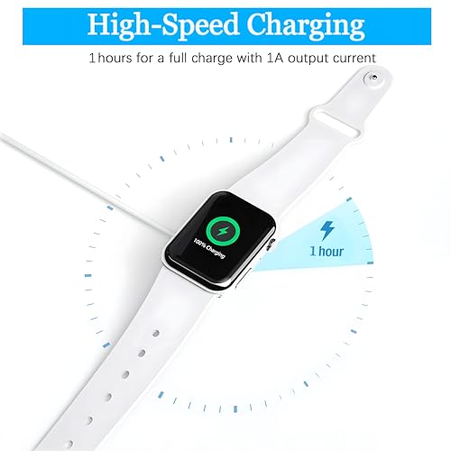 Ultimate 3-in-1 Portable Charger for Apple Watch & i Phone | Fast-Charging Cable Compatible with All Apple Devices Including i Pad, Air Pods, and Mac Book | Compact 1.3 ft Design for Maximum Portability and Enhanced Charging Speed | Reliable Accessory for On-the-Go Power Needs