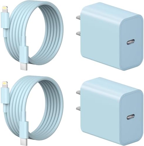 i Phone Fast Charger Dual Pack with 6 FT USB-C Charging Cable – PD 3.0 Quick Charge Wall Adapter for i Phone 14/13/12/11/X/8/7/6 & i Pad Pro/Mini/Air Pods – Ultimate Charging Efficiency & Enhanced Compatibility