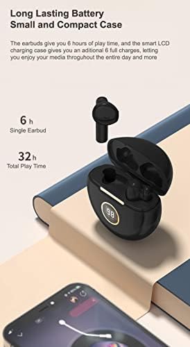 Advanced Bluetooth 5.1 Waterproof Earbuds with Built-in Microphone – IPX7 Rated In-Ear Headphones for Active Lifestyles, Enhanced Sound Quality, and Seamless Connectivity – USB-C Charging Case with LCD Display – Ideal for Android & i OS Users (Blue) – Experience Unmatched Comfort and Durability