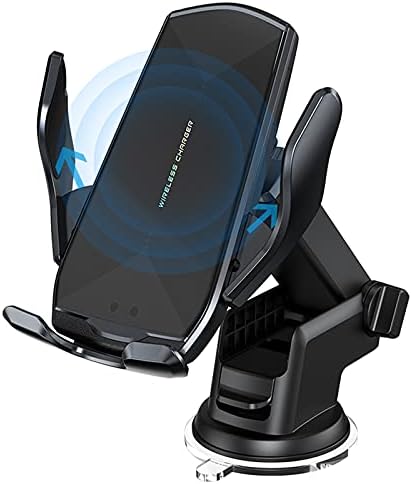 15 W Qi Wireless Car Charger Mount with Auto-Clamping Feature – Versatile Phone Holder for i Phone & Samsung, Long Arm Suction Cup for Dashboard, Windshield, and Air Vent – Effortless Hands-Free Charging for Ultimate Convenience