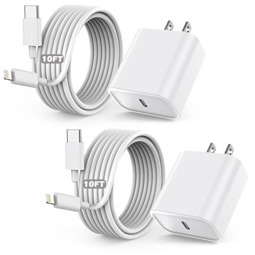 Super Fast i Phone Charger Bundle – 10-Foot MFi Certified USB-C to Lightning Cable with High-Power Charging Block for Instant Compatibility with i Phone 14/14 Pro Max/14 Plus/13/13 Mini/12/11/X/XR/SE & i Pads – Unmatched Speed & Durability for Effortless Charging on the Go