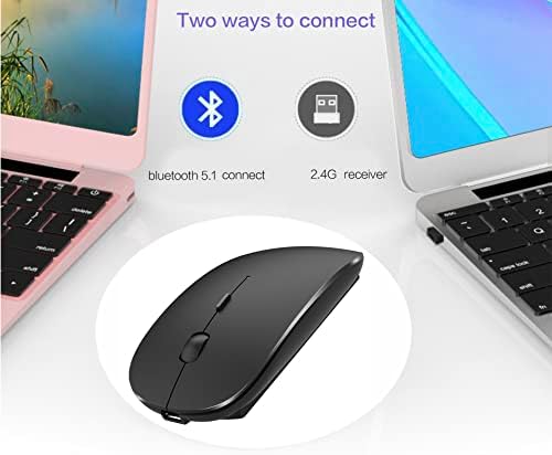 Sleek Bluetooth Wireless Mouse for Mac, Windows & i Pad – Ergonomic Design, High-Precision Navigation, Rechargeable & Dual-Mode Compatibility (Gray & Black) – Elevate Your Productivity with Clutter-Free Connectivity