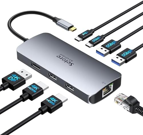 Boost Your Productivity with the Selore 10 Gbps USB C Hub – High-Speed Multiport Adapter Featuring 4 K HDMI, Gigabit Ethernet & Triple USB-C Ports for Unmatched Device Connectivity – Ideal for Mac Book Pro, Air, i Pad, HP, Dell & More – Experience Lightning-Fast Performance & 100 W Power Delivery for Rapid Charging