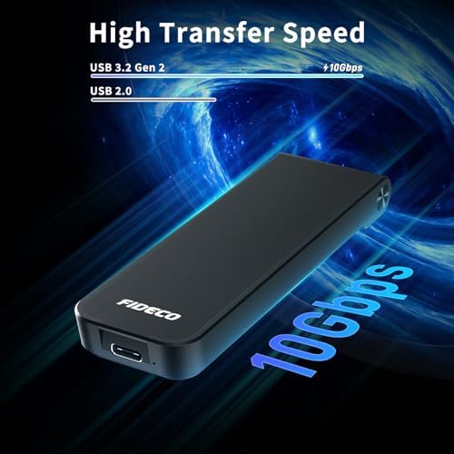 FIDECO M.2 NVMe SSD Enclosure – USB 3.2 Gen 2 PCIe Adapter with Tool-Free Installation, Optimal Thermal Management, and UASP/Trim Support for Lightning-Fast Data Transfers and Broad M.2 Compatibility – Ideal for Gamers and Content Creators