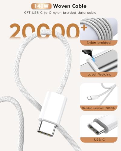 100 W Multi-Port USB-C Fast Charger with 6 FT Woven Cable – Ultra-Fast Power for Mac Book, i Phone 16/Plus/Pro, i Pad 10 & More – Compact & Durable Charging Solution for Home, Office, and Travel