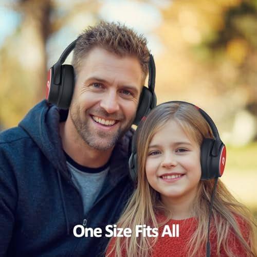 Adoope USB C Foldable Headphones with Microphone – Safe Listening Design Featuring 95 d B Volume Limit for Kids and Adults, Plush Ear Pads for Unmatched Comfort, Portable Style in Black & Red – Perfect for Tablets, Phones, and Laptops