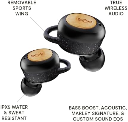 House of Marley Champion 2 True Wireless Earbuds – Eco-Friendly Bluetooth Earbuds with 35 Hours Playtime, Built-in Microphone, and Sustainable Materials in Cream – Perfect for Music Lovers and Environmentally Conscious Consumers