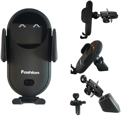 Stylish Wireless Car Charger with Auto-Clamping Fast Charging – Sleek Blue Phone Mount for i Phone, Samsung & Android – Dashboard & Air Vent Versatility for Safe, One-Handed Operation