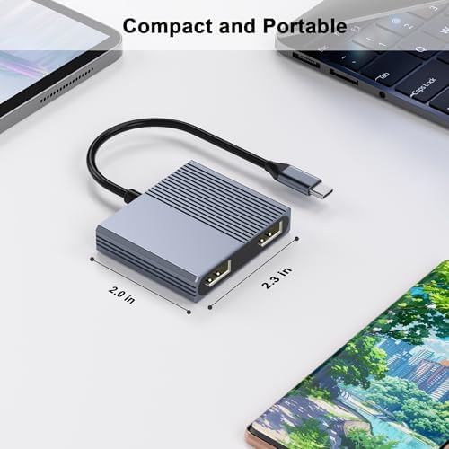Enhance Your Visual Experience with the USB C to Dual HDMI Adapter – Effortlessly Connect Dual Monitors to Dell, HP & Mac Book for Unmatched Productivity | 4 K HDMI Splitter for Gamers & Professionals | Compact Plug and Play USB C Hub for Travel & Office Use | Elevate Multitasking with Stunning 60 Hz Visuals