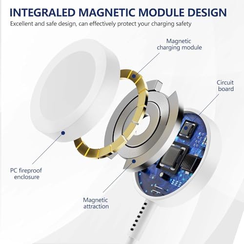 Premium 5 W Fast Charging USB C Cable for Apple Watch – 6 ft Magnetic Charger, MFi Certified, Compatible with Series SE2/8/7 & All Sizes 38 mm to 45 mm – Reliable & Efficient Power Solution for On-the-Go Users