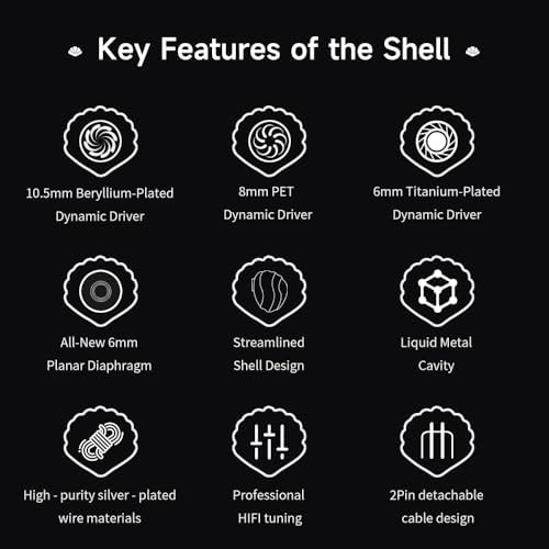 TRN Shell 4 DD Planar Hybrid Earphones – Elevate Your Audio Experience with Customizable Nozzle and 2-Pin Detachable Cable – Perfect for Audiophiles Seeking Unrivaled Sound Quality and Ergonomic Comfort for Daily Listening