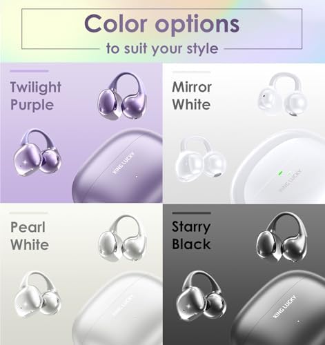 Elevate Your Audio Game with King Lucky Wireless Bluetooth 5.4 Earbuds – Stylish Clip-On Design with Advanced Noise Cancelling, 50-Hour Battery Life, and Waterproof Durability – Perfect for Active Lifestyles, Small Ears, and Glasses Wearers in Trendy Pink. Enjoy Unmatched Comfort, Seamless Connectivity, and Immersive Sound Quality Ideal for Fitness, Daily Commutes, and Casual Listening.