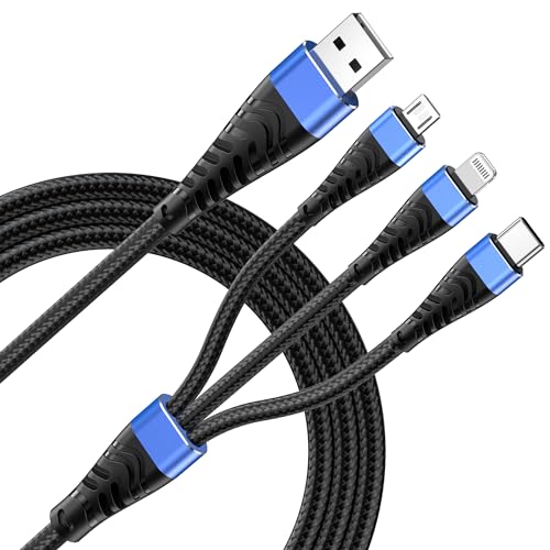 Innovative 4 FT Blue 3-in-1 USB Type C Charger Cable – High-Speed Multi-Device Charging Solution for i Phone 15, i Pads, Samsung & Android – Durable, Stylish, and Efficient Cable for Seamless Everyday Use