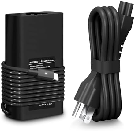 Premium 90 W USB-C Laptop Charger for DELL – Efficient Replacement for Latitude, XPS & Chromebook Series – Rapid Charging Solution with Advanced Safety Features – Compact & Travel-Friendly Design – Certified for Safety and Performance (CE/FCC/ROHS) – Backed by 30-Day Money-Back Guarantee and 1-Year Repair Service – Versatile Compatibility with Multiple Models – Smart Chip Technology for Optimal Charging Efficiency – Ideal for Home, Office, and On-the-Go Use – Durable Construction for Long-Lasting Reliability – Experience Enhanced Power Supply with Minimal Heat Generation – The Perfect Companion for Your DELL Devices
