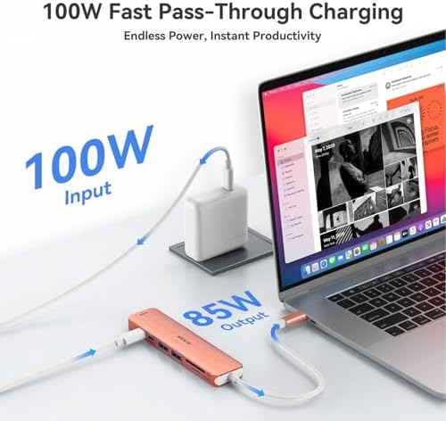 Transform Your Mac Book Pro/Air into a Powerhouse: MOKi N 7-in-1 USB C Hub HDMI Adapter with 4 K Support, Dual Card Readers, and Rapid 5 Gbps Data Transfer – Ideal for Dell XPS and Lenovo Think Pad Users!