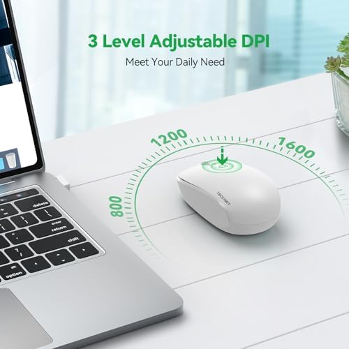 TECKNET 2.4 GHz Wireless Mouse – Ultra-Quiet & Portable Computer Companion with Adjustable DPI, USB Receiver, and Ergonomic Design for Seamless Use Across Chromebook, Laptop, PC & Mac – Enhance Productivity Effortlessly