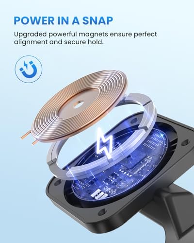 Joy Geek 3-in-1 Foldable Wireless Charging Station for Mag-Safe i Phone – Ultimate Travel Dock for i Phone 12-16 Pro Max, Apple Watch Series 4-10, and Air Pods Pro 2/3/4 – Fast, Compact, and Convenient Power Solution for On-the-Go Charging