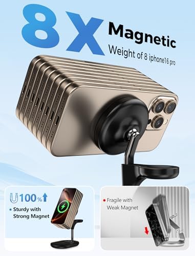 All-in-One Wireless Charging Station for Apple Devices – 15 W Fast Qi-Certified Mag-Safe Charger for i Phone 16, 15, 14, 13, 12, Apple Watch & Air Pods – Adjustable Viewing Angle, Ideal Gift for Women – Enhance Your Charging Efficiency and Style