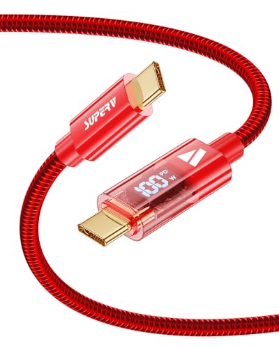 Elevate Your Charging Experience: SUPERV 6.6 ft Type C Cable for 100 W Fast Charging & 480 Mbps Data Transfer – Durable Nylon Braided Design with LED Charging Status and Universal Compatibility for Laptops, Smartphones, and Tablets