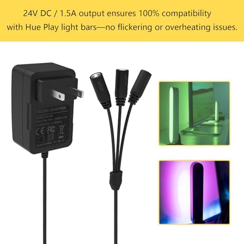 High-Efficiency 24 V Power Adapter for Philips Hue Play Light Bar – Ultimate Smart Home Energy Solution with Multi-Splitter Compatibility and Reliable LED Performance Enhancement