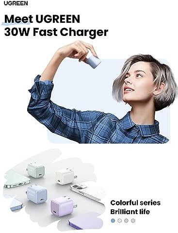 Ultra-Fast UGREEN 30 W USB C Charger – Foldable Ga N Power Adapter for i Phone 16/15/14/13 & Galaxy S25/S24/S23 – Compact Wall Charger with Programmable Power Supply for Optimal Charging Performance – Perfect for Travel & Everyday Use