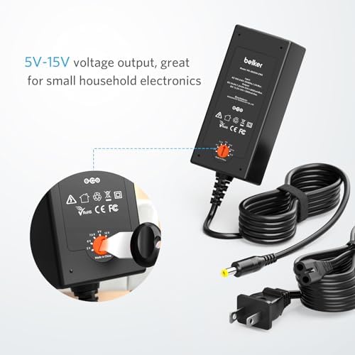 Universal 45 W Multi-Voltage AC/DC Power Adapter for Household Electronics – Versatile and Reliable Charging Solution for LED Strip Lights, Routers, and Smart Devices – Supports 0.5 A to 3 A with Enhanced Compatibility and Fast Charging Features for Optimal Performance