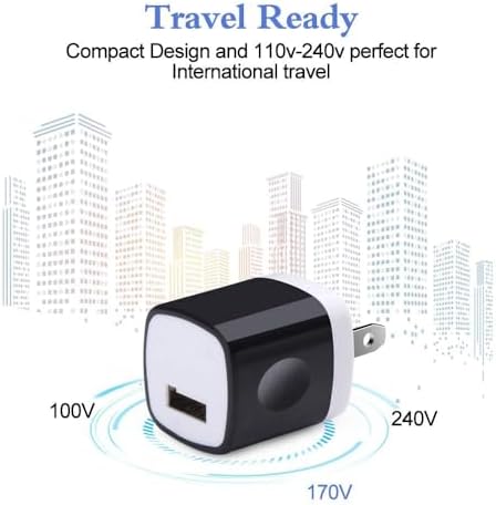 10-Pack USB Wall Charger Adapters – Efficient 1 A/5 V Fast Charging Blocks for i Phone 11 Pro Max to 16 & Samsung Galaxy S20 Ultra to S24 – Compact, Durable, and Travel-Friendly Power Solutions for All Your Devices