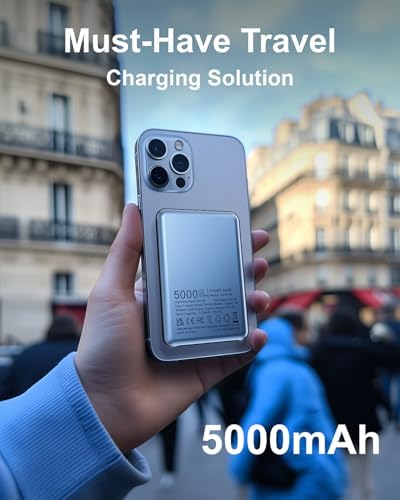 Sleek Magnetic Portable Charger – 5000 m Ah Ultra-Light Wireless Power Bank with 20 W PD Fast Charging, Magsafe-Compatible for i Phone 12/13/14/15/16 Series – Effortless Connectivity & Everyday Reliability