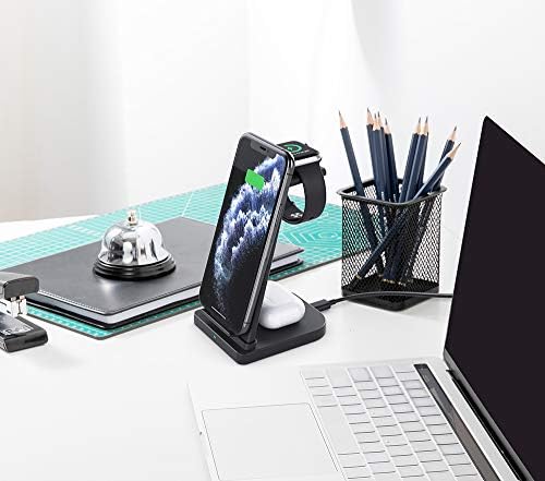 Ultimate 3-in-1 Portable Wireless Charging Station for Apple Devices – Fast Charging Hub for i Phone 15/14/13/12, Apple Watch Series 1-9/Ultra, Air Pods Pro – Sleek, Compact Design for Travel Convenience and Enhanced Compatibility