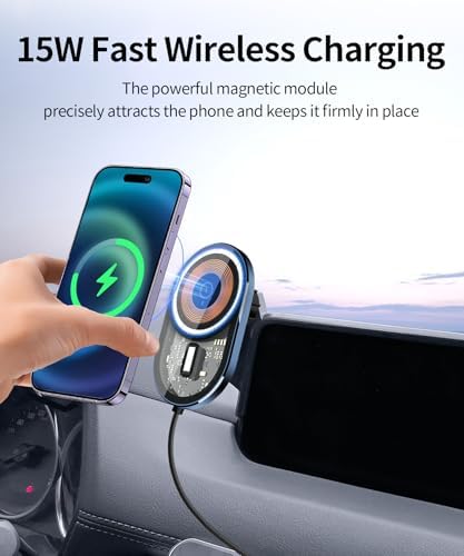 Wireless Charging car Phone Holder for Mazda CX-5 2021-2025 Accessories 10.25 inch Screen Fixed Clip,360° Rotation car Phone Mount Compatible with MagSafe – Enhanced Compatibility and Speed