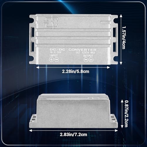 DROK High-Efficiency DC Voltage Converter – Adjustable 9-36 V to 12 V Step Up/Down Regulator, 3 A 36 W Power Supply for Solar Panels and RVs – Optimal Energy Management for Versatile Applications