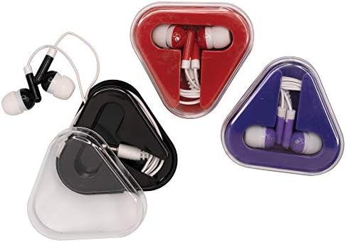 Vibrant GEDDES Raymond Earphones – Pack of 12 Colored In-Ear Headphones with Triangular Case for Enhanced Portability and Compatibility – Ideal for Kids, School Supplies, and Group Activities
