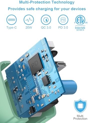 20 W PD USB-C Wall Charger with 6 FT Fast Charging Cable for i Phone 14/13/12/11/Pro/Pro Max/Mini/Xs Max/XR/X and i Pads – Rapid Power for Apple Devices with Enhanced Safety Features and Portability