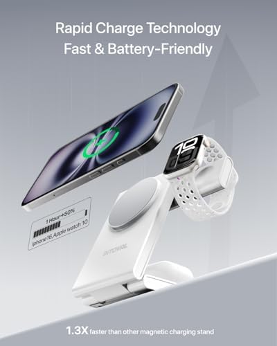 Intoval 3-in-1 Magnetic Charging Station: Ultimate Foldable Dock for Fast Charging of i Phone 12-16 (Plus/Pro/Pro Max), Apple Watch, and Air Pods – Sleek Travel Accessory with Enhanced Mag Safe Compatibility and Trio Magnetic Stand for Organized Power Solutions at Home or On-the-Go