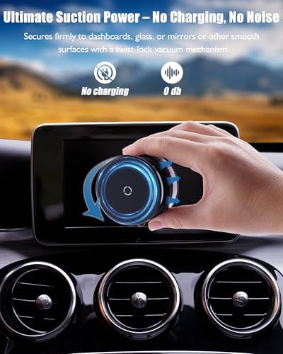 Latest Magnetic Phone Holder for Car Dashboard – Vacuum Suction Cup Phone Mount with Adjustable Angle, Compatible for Cell Phone (Use Metal Ring) – Secure Mirror/Glass/Desk Use – Enhanced Compatibility and Speed