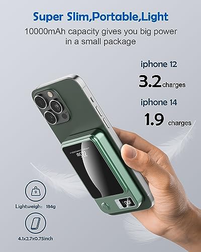 Effortlessly Stay Charged with Our 10,000 m Ah Magnetic Wireless Power Bank – 15 W Fast Wireless & 22.5 W USB PD QC3.0 Portable Charger for i Phone 12/13/14/15 Series – Sleek White Design with LED Display & Seamless Device Alignment – Essential Accessory for On-the-Go Power Needs