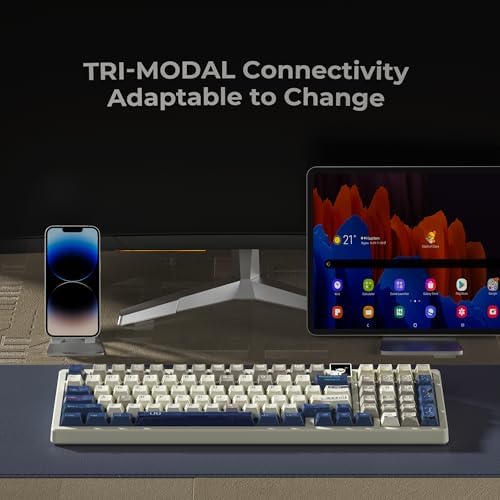 XXV K98 Wireless Gaming Keyboard – Retro Cherry Profile Custom Keycaps, RGB Backlit with Gasket-Structure Design, Hot-Swap Mechanical Comfort for Ultimate Win/Mac Compatibility & Enhanced Gaming Performance